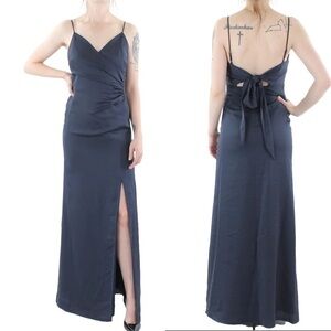 💃🏻Aqua Elegant Navy Blue Evening Gown